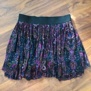 Black & Fuchsia Patterned Elastic Skirt